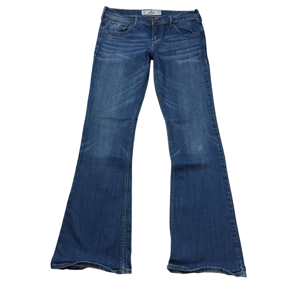 VTG Y2K Hollister So Cal Stretch Flare Jeans 5R W27 L33 Ultra Low Rise Logo